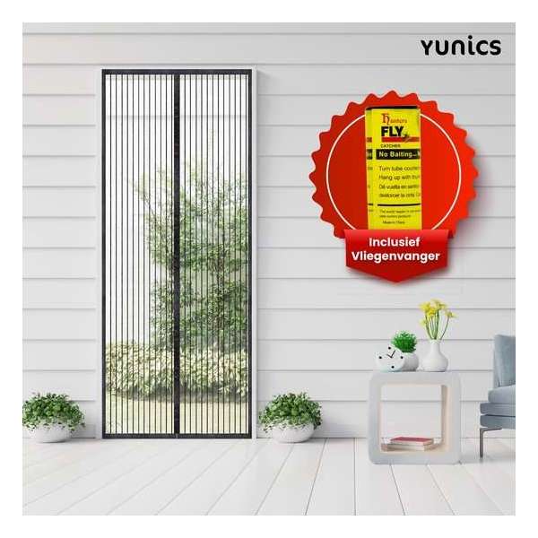 YUNICS ® Magnetisch Vliegengordijn - Deurgordijn - Hordeur - Hor - Zwart - Gemaakt Van Hoogwaardig Polyester - 210 x 90 cm YUNICS ® Magnetisch Vliegengordijn - Deurgordijn - Hordeur - Hor - Zwart - Gemaakt Van Hoogwaardig Polyester - 210 x 90 cm