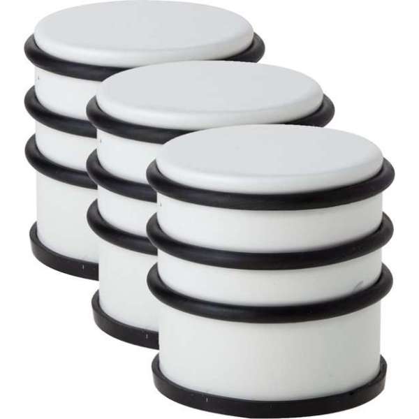 4x stuks deurstoppers rond metaal/rubber 7 cm - Deurstop/deurvastzetter 4x stuks deurstoppers rond metaal/rubber 7 cm - Deurstop/deurvastzetter