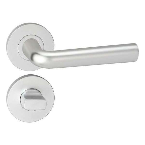 Impresso Bolton Deurklink – Deurbeslag – Rond – Rozet met Toiletsluiting – Zilver Impresso Bolton Deurklink – Deurbeslag – Rond – Rozet met Toiletsluiting – Zilver