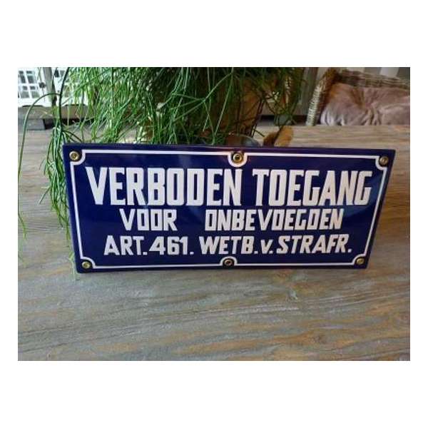 Emaille bord verboden toegang 35x15 cm Emaille bord verboden toegang 35x15 cm