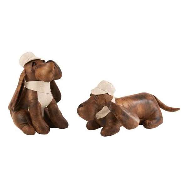 J-Line Deurstop Hond Imitatie Leder Bruin/Beige Assortiment Van 2 J-Line Deurstop Hond Imitatie Leder Bruin/Beige Assortiment Van 2