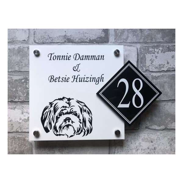 Naambordje voordeur Shih Tzu hondje Naambordje voordeur Shih Tzu hondje