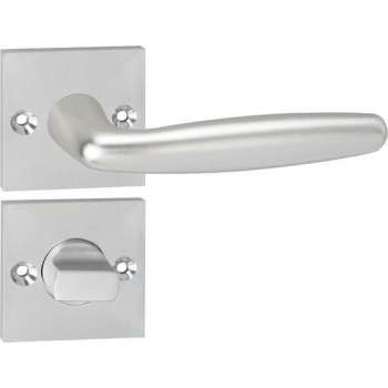 Impresso Cambridge Deurklink – Deurbeslag – Vierkant – Rozet met Schroeven en Toiletsluiting – Zilver