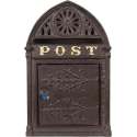 Clayre & Eef Brievenbus Muur 22*9*35 cm Bruin Aluminium Rechthoek Post Wandbrievenbus Brievenbus Hangend