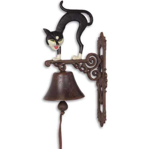 gietijzeren deurbel met poes - gietijzer - bel gietijzeren deurbel met poes - gietijzer - bel