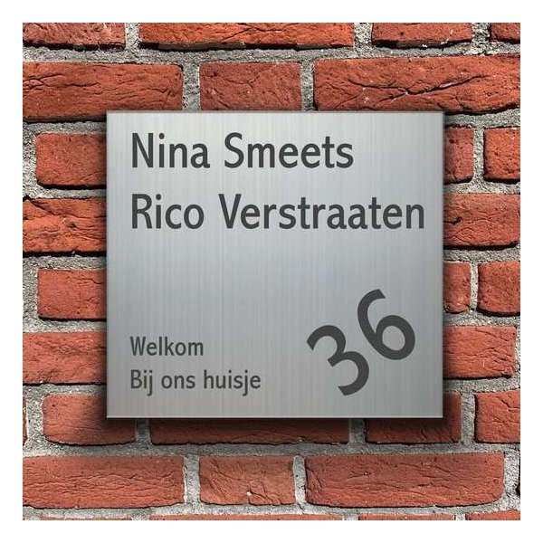 Namen enzo! Naambordje RVS-look 20x20 cm Namen enzo! Naambordje RVS-look 20x20 cm