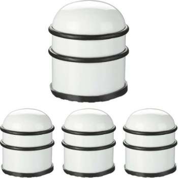 Relaxdays 4x deurstopper rond - deurvastzetter rubber - deurstop rvs - deurbuffer - wit