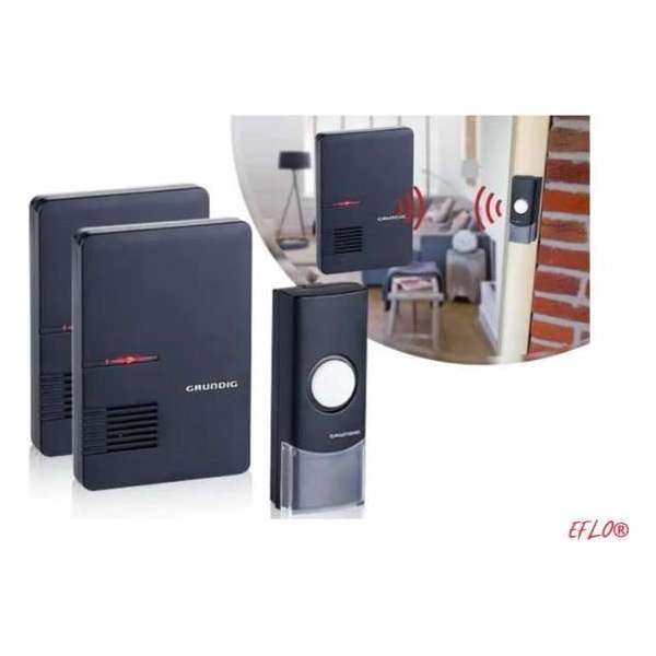 EFLO® Draadloze Deurbel met 2 Ontvangers - 80 M Bereik - 6 Beltonen EFLO® Draadloze Deurbel met 2 Ontvangers - 80 M Bereik - 6 Beltonen
