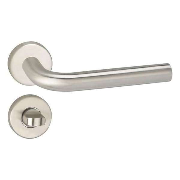 Impresso Dursley Deurklink – Deurbeslag – Rond – Rozet met Toiletsluiting – Zilver Impresso Dursley Deurklink – Deurbeslag – Rond – Rozet met Toiletsluiting – Zilver