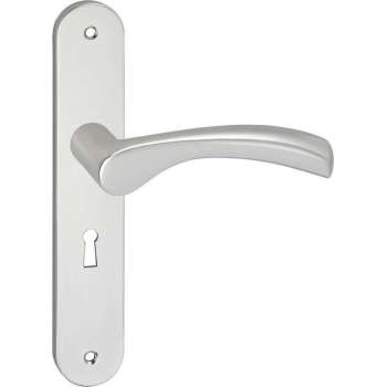 Impresso Oxford Deurklink – Deurbeslag – Ovaal – Deurschild met Schroeven en Sleutelgat – Gebogen Deurkruk – Aluminium