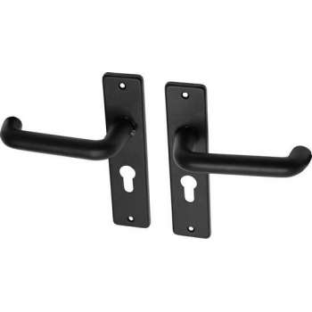 Wovar Zwarte deurklinken met schild PC55 aluminium coupemodel - Per Set