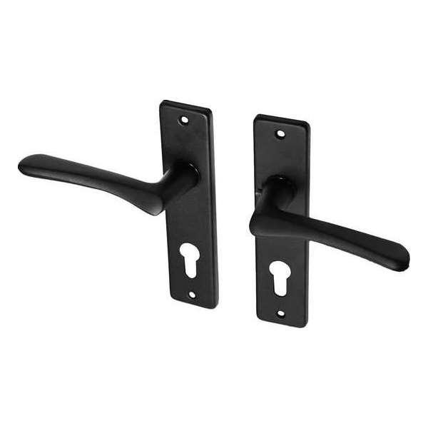 Wovar Zwarte deurklinken met schild PC72 aluminium vlindermodel - Per set Wovar Zwarte deurklinken met schild PC72 aluminium vlindermodel - Per set
