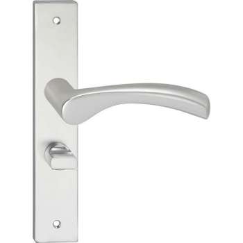 Impresso Oxford Deurklink – Deurbeslag – Vierkant – Deurschild met Schroeven en Toiletsluiting – Gebogen Deurkruk – Aluminium
