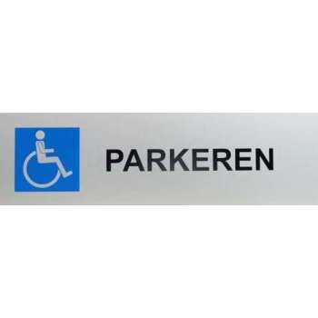 Aluminium Parkeerbord met tekst: invaliden en parkeerplaats logo met rolstoel afbeelding