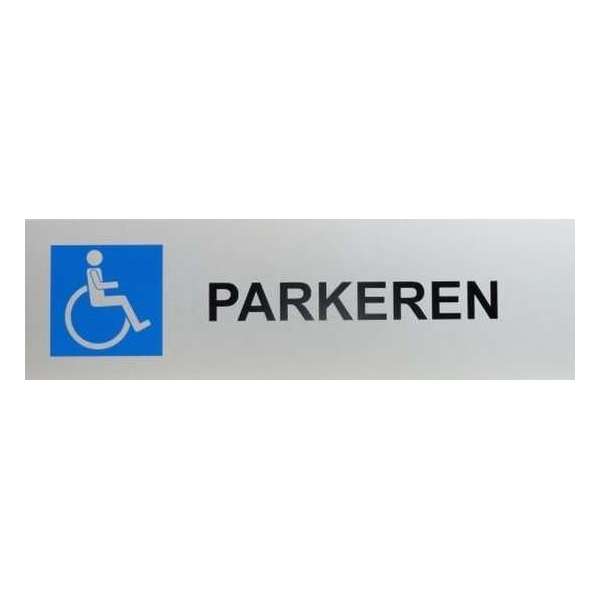 Aluminium Parkeerbord met tekst: invaliden en parkeerplaats logo met rolstoel afbeelding Aluminium Parkeerbord met tekst: invaliden en parkeerplaats logo met rolstoel afbeelding