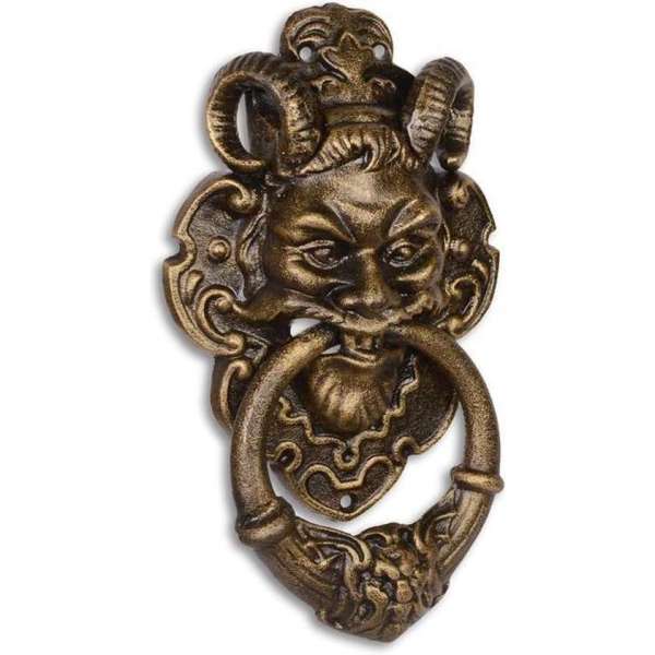 Deurklopper - Gietijzeren Duivel - Bronzen gezicht Deurklopper - Gietijzeren Duivel - Bronzen gezicht