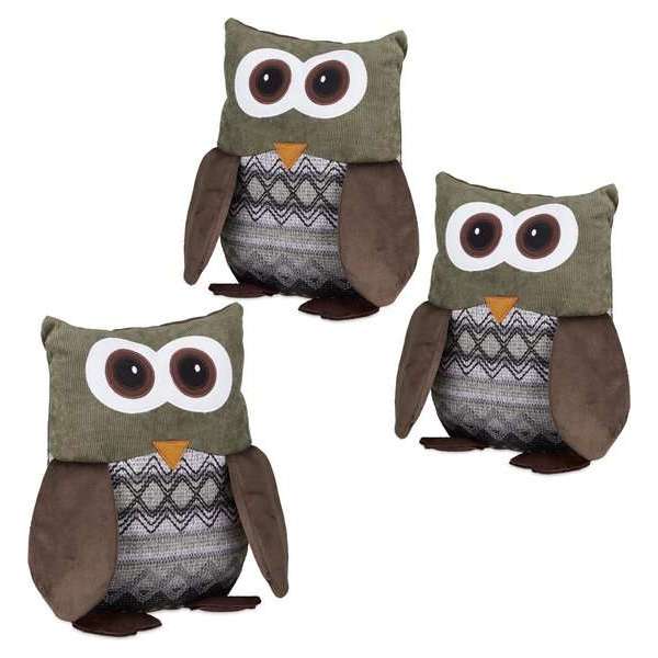 Relaxdays 3 x deurstopper uil - deurstop dier - kinderen - van textiel - groot - zand Relaxdays 3 x deurstopper uil - deurstop dier - kinderen - van textiel - groot - zand