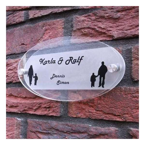 Naambordje voordeur! - Modern naambord van 2 lagen acrylglas - Frosted-look 23x13 cm Naambordje voordeur! - Modern naambord van 2 lagen acrylglas - Frosted-look 23x13 cm