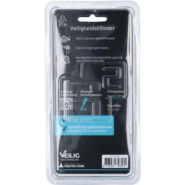 Veilig - veiligheidscilinder - 30/30 - SKG** - keersleutel Veilig - veiligheidscilinder - 30/30 - SKG** - keersleutel