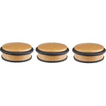 3x Kleine metalen deurstopper 10 x 4,5 cm - Huishouden deurstoppers/deurwiggen - hout/metaal - bamboelook