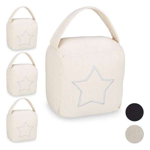 Relaxdays 4 x deurstopper zak - deurstop met ster - handgreep - vintage - modern – beige Relaxdays 4 x deurstopper zak - deurstop met ster - handgreep - vintage - modern – beige