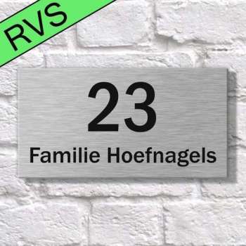 Naambordje voordeur 10x20cm gegraveerd - Echt RVS