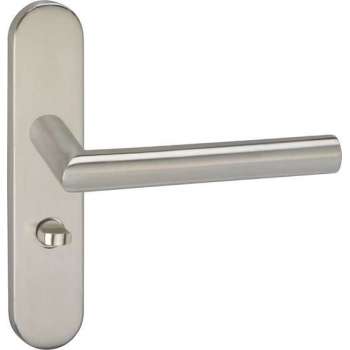 Impresso Harrow Deurklink – Deurbeslag – Ovaal – Deurschild met Toiletsluiting – Zilver