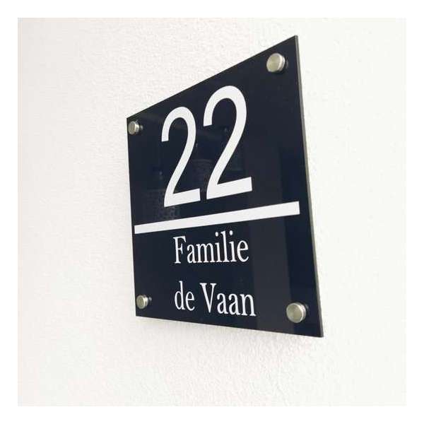 Naambord voordeur - zwart of transparant - 19,5 x 19,5 cm - plexiglas - Naambordje Naambord voordeur - zwart of transparant - 19,5 x 19,5 cm - plexiglas - Naambordje