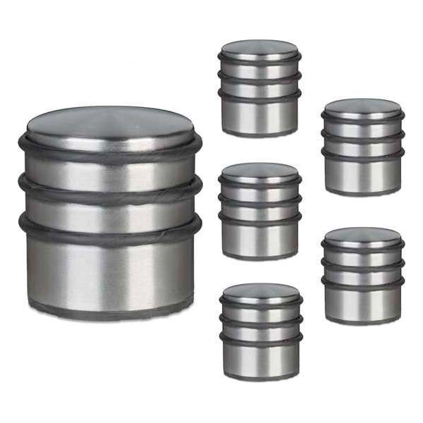 Relaxdays 6 x deurstopper chroom - deurbuffer - deurstop op de grond - deurvastzetter Relaxdays 6 x deurstopper chroom - deurbuffer - deurstop op de grond - deurvastzetter