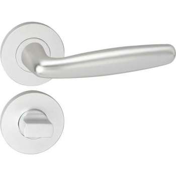 Impresso Cambridge Deurklink – Deurbeslag – Rond – Rozet met Toiletsluiting – Zilver