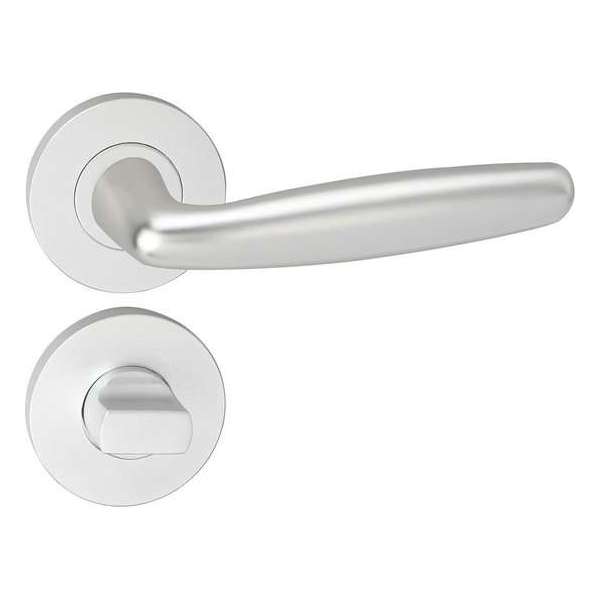 Impresso Cambridge Deurklink – Deurbeslag – Rond – Rozet met Toiletsluiting – Zilver Impresso Cambridge Deurklink – Deurbeslag – Rond – Rozet met Toiletsluiting – Zilver