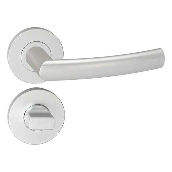 Impresso Burton Deurklink – Deurbeslag – Rond – Rozet met Toiletsluiting – Zilver Impresso Burton Deurklink – Deurbeslag – Rond – Rozet met Toiletsluiting – Zilver