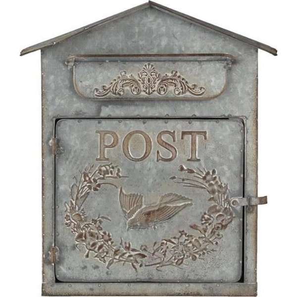 Clayre & Eef Brievenbus Muur 31*12*36 cm Grijs Metaal Post Wandbrievenbus Brievenbus Hangend Clayre & Eef Brievenbus Muur 31*12*36 cm Grijs Metaal Post Wandbrievenbus Brievenbus Hangend