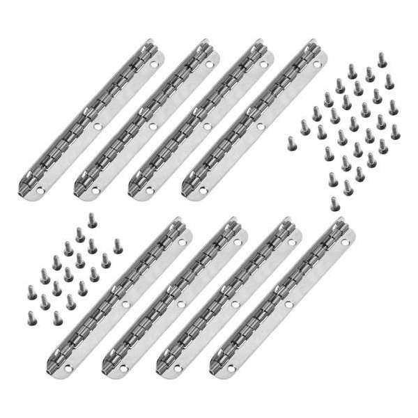 Set van 8 lange scharniertjes, (11,5 cm lang, zilver, max 90 graden) Set van 8 lange scharniertjes, (11,5 cm lang, zilver, max 90 graden)