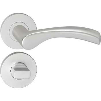 Impresso Oxford Deurklink – Deurbeslag – Rond – Rozet met Toiletsluiting – Gebogen Deurkruk – Aluminium