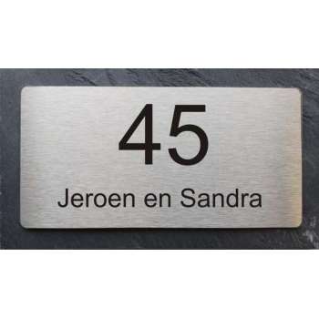 Naambordje voordeur leisteen met rvs 20x11cm