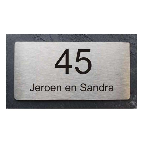 Naambordje voordeur leisteen met rvs 20x11cm Naambordje voordeur leisteen met rvs 20x11cm