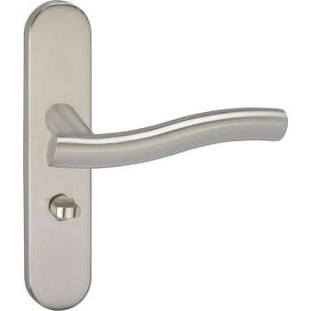 Impresso Chester Deurklink – Deurbeslag – Ovaal – Deurschild met Toiletsluiting – Zilver