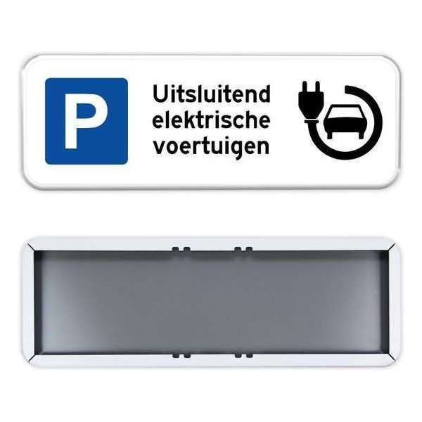 Parkeerbord Elektrische voertuigen 60x20cm - Stevig aluminium bord met dubbel omgezette rand Parkeerbord Elektrische voertuigen 60x20cm - Stevig aluminium bord met dubbel omgezette rand