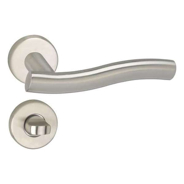Impresso Chester Deurklink – Deurbeslag – Rond – Rozet met Toiletsluiting – Zilver Impresso Chester Deurklink – Deurbeslag – Rond – Rozet met Toiletsluiting – Zilver