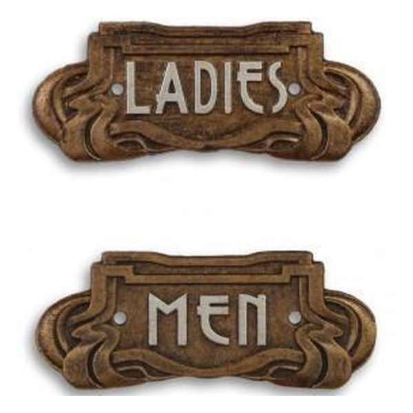 Toiletbordje – men - ladies – art nouveau - bronskleurig - gecoat - gietijzer – Maddeco – 19x1x8 cm Toiletbordje – men - ladies – art nouveau - bronskleurig - gecoat - gietijzer – Maddeco – 19x1x8 cm