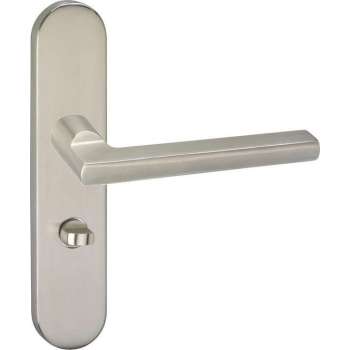 Impresso Kirby Deurklink – Deurbeslag – Ovaal – Deurschild met Toiletsluiting – Zilver