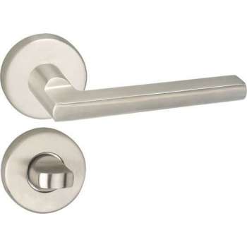 Impresso Kirby Deurklink – Deurbeslag – Rond – Rozet met Toiletsluiting – Zilver
