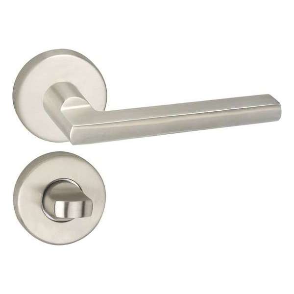 Impresso Kirby Deurklink – Deurbeslag – Rond – Rozet met Toiletsluiting – Zilver Impresso Kirby Deurklink – Deurbeslag – Rond – Rozet met Toiletsluiting – Zilver