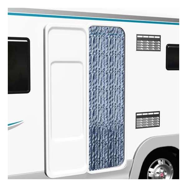vidaXL Vliegengordijn 56x185 cm chenille blauw. wit en zilver vidaXL Vliegengordijn 56x185 cm chenille blauw. wit en zilver