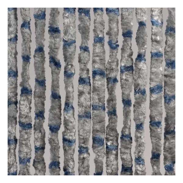 Kattenstaart Vliegengordijn - 90 x 220cm - Grijs met Blauwe Strepen