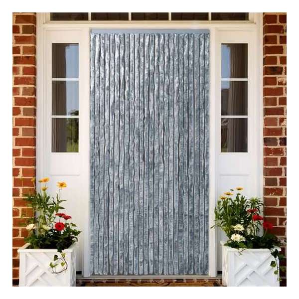 vidaXL Vliegengordijn 100x220 cm chenille wit en grijs vidaXL Vliegengordijn 100x220 cm chenille wit en grijs