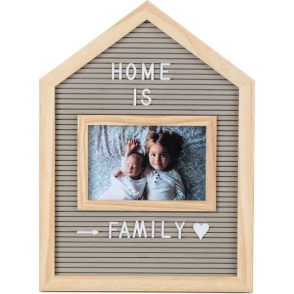 Balvi Letterbord met fotolijst 34 cm, hout, grijs Balvi Letterbord met fotolijst 34 cm, hout, grijs