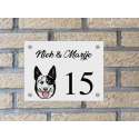 Naambordje voordeur hond Australian cattle dog wit