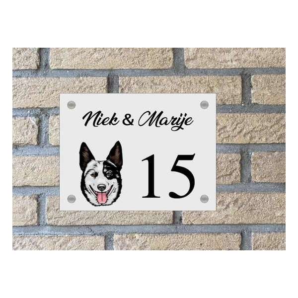 Naambordje voordeur hond Australian cattle dog wit Naambordje voordeur hond Australian cattle dog wit
